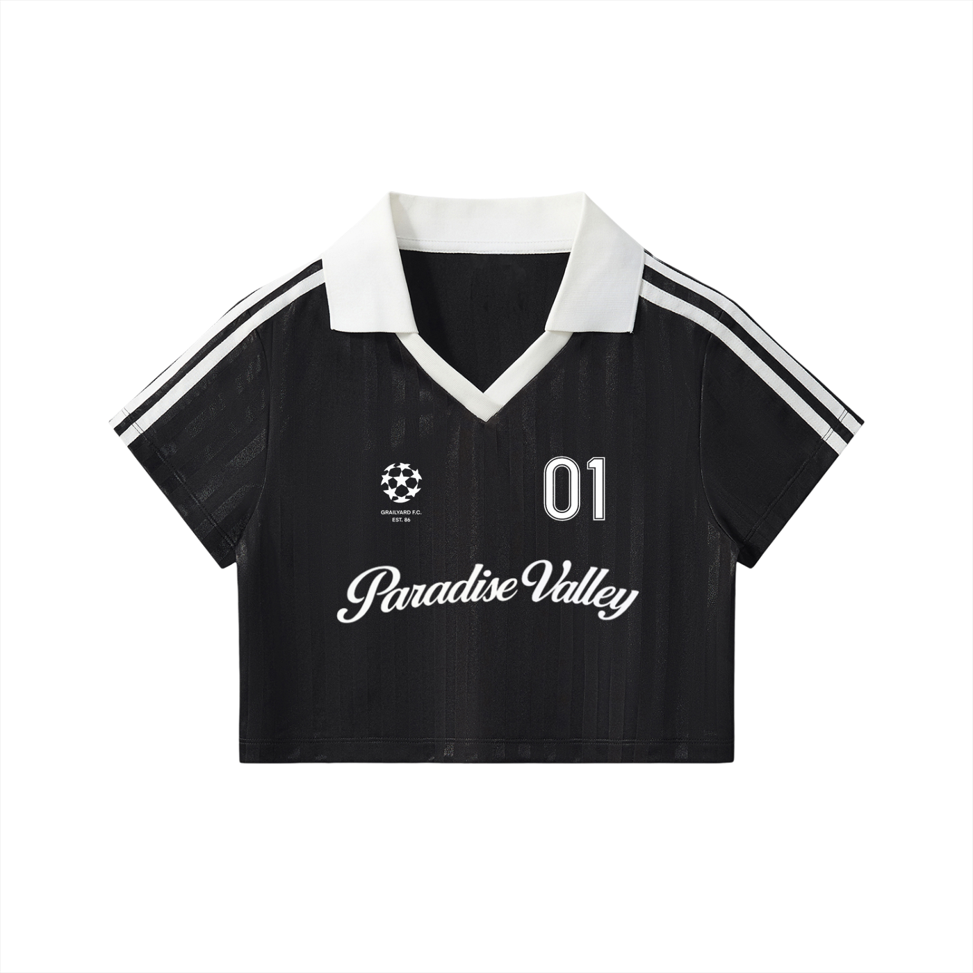 Contrast Collar Striped Cropped Jersey
