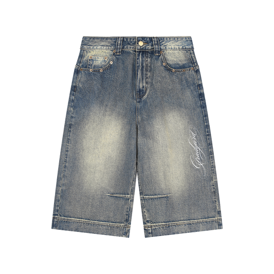 Vintage Wash Baggy Denim Shorts